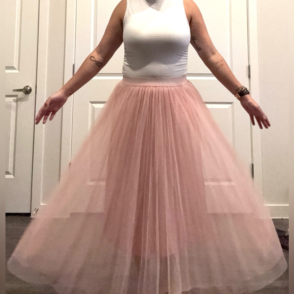 SHEIN Blush A-Line Tulle Skirt